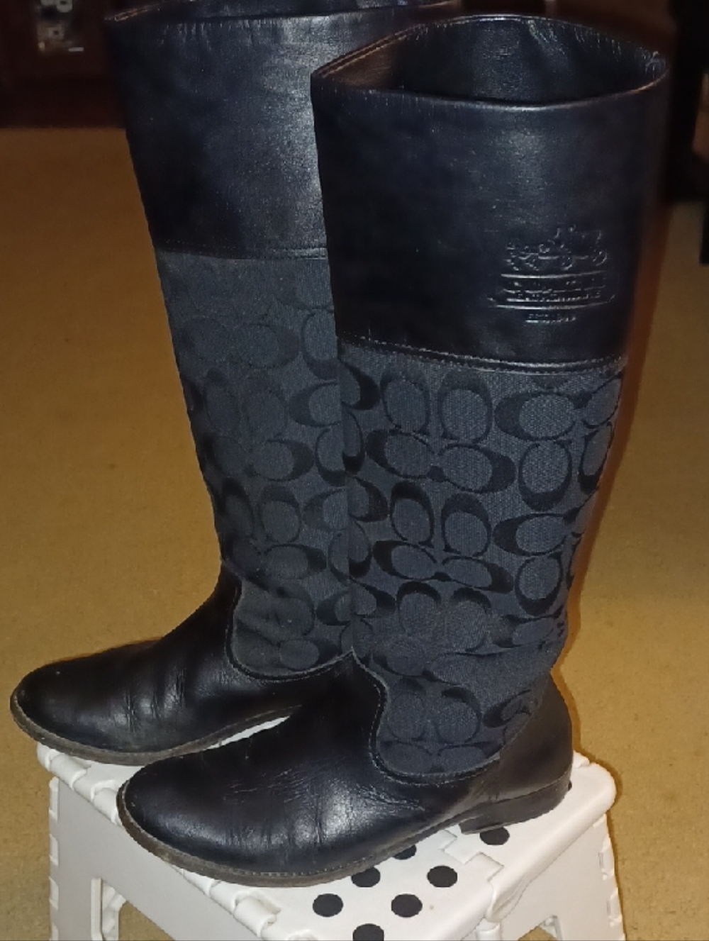 Coach Chrissi Signature Knee-High Black Boots Women's 6½ B Leather